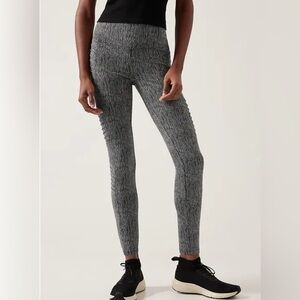 Athleta Delancey Moto Leggings Black White Textured Zip Ankle Medium